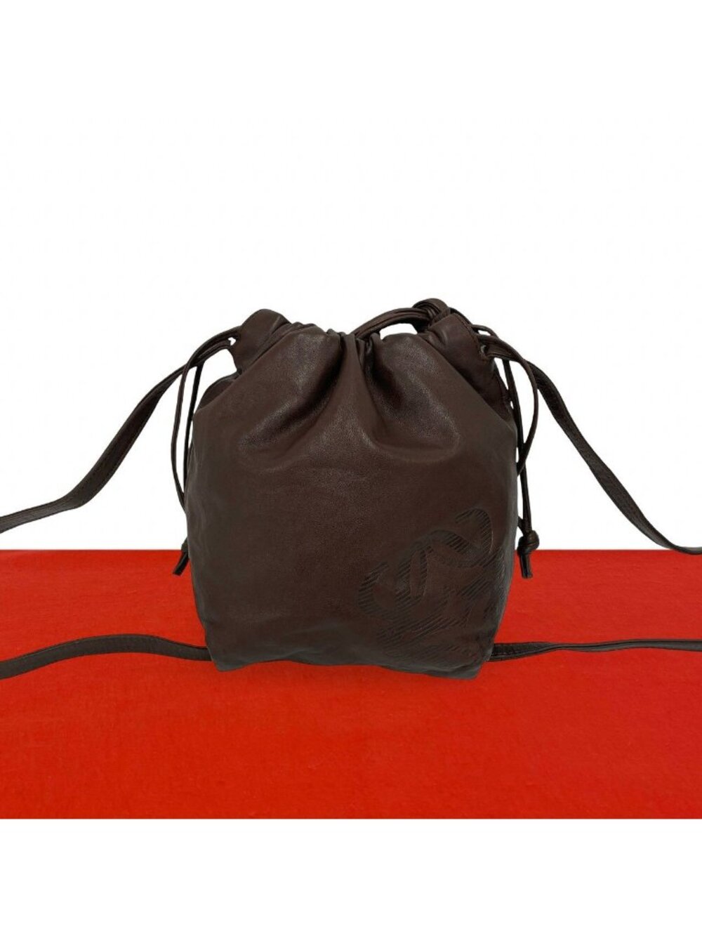 Loewe Vintage Anagram Logo Nappa Leather Drawstring Mini Shoulder Bag Pochette